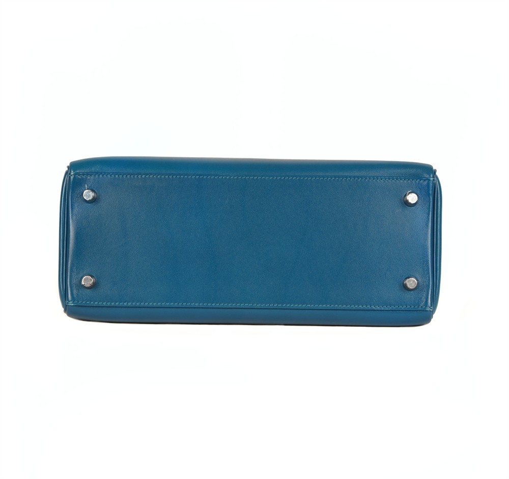 HENKELTASCHE - HERMÈS KELLY 28 RETOURNÉ BLEU IZMIR