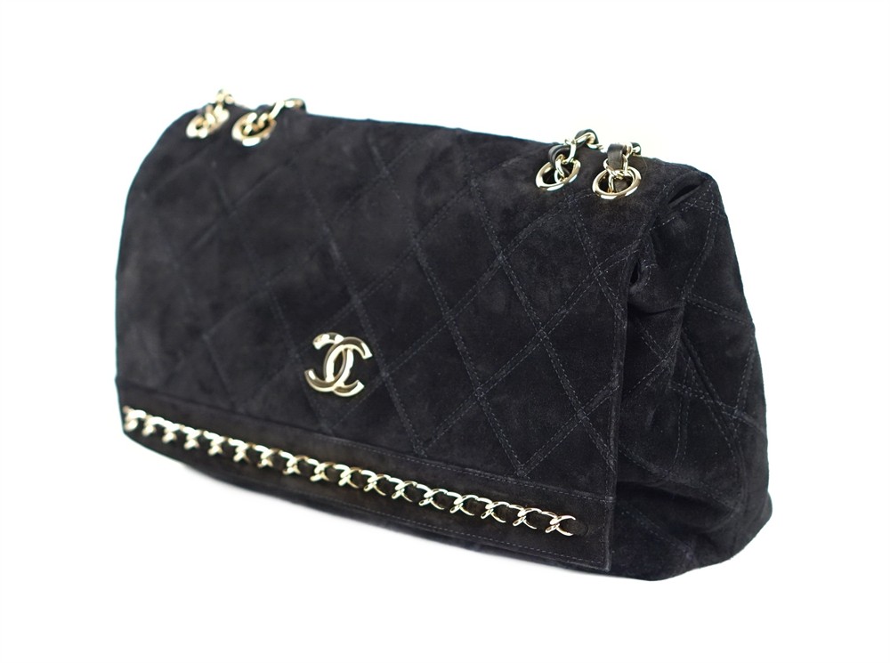 SCHULTERTASCHE - CHANEL VELOURSLEDER CHAIN FLAP