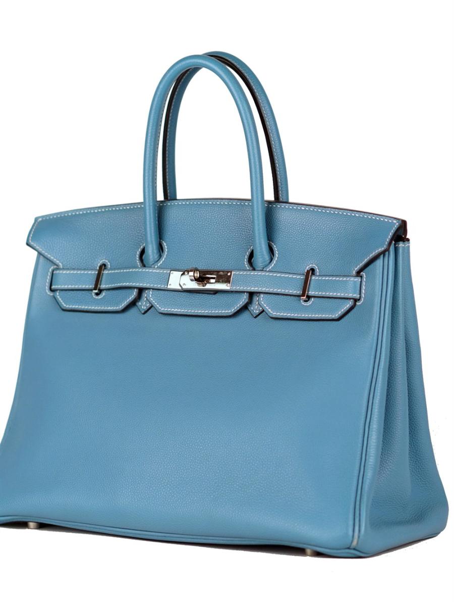 HENKELTASCHE - HERMÈS BIRKIN 30 JEANSBLAU TOGO PHW 2007