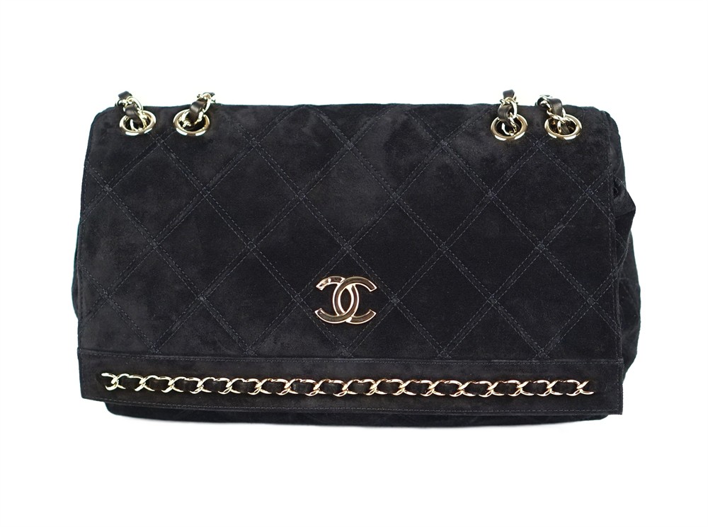 SCHULTERTASCHE - CHANEL VELOURSLEDER CHAIN FLAP