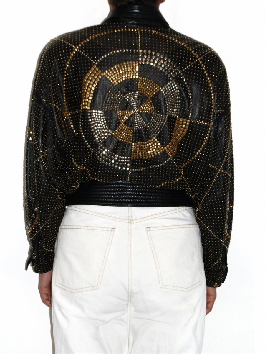 JACKEN - GIANNI VERSACE STUDDED BAROQUE LEDER JACKE
