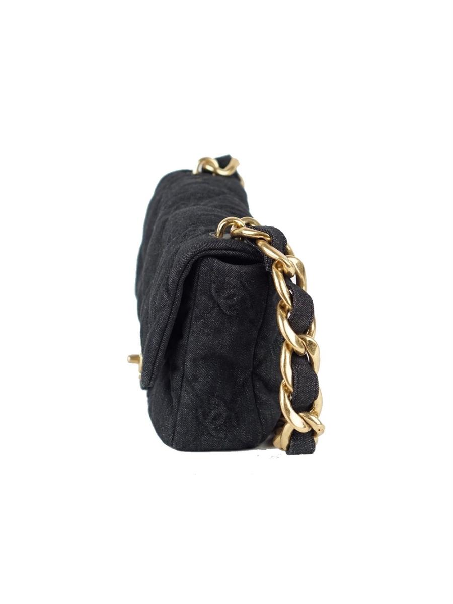 SCHULTERTASCHE - CHANEL FUNKY KLEIN CC QUILTED FLAP GRAU DENIM