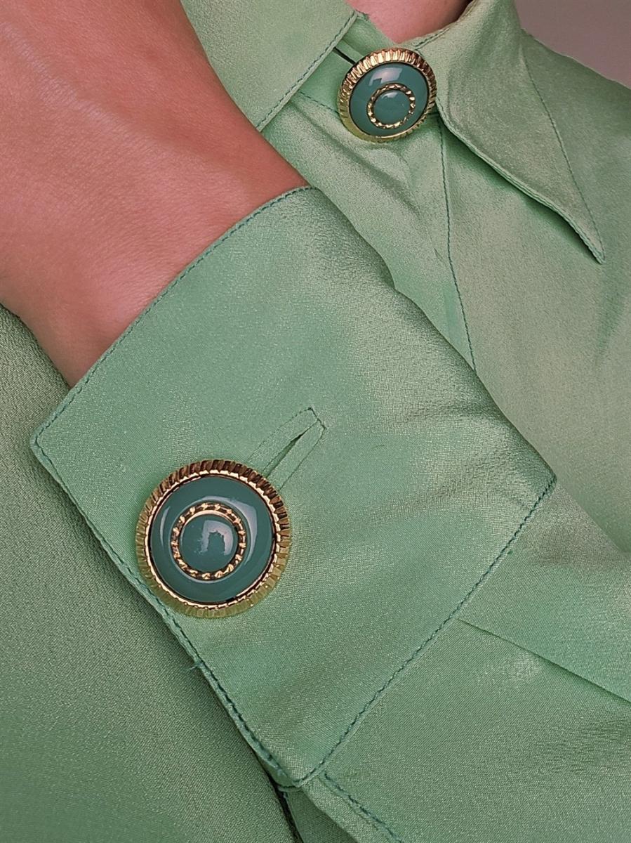 BLUSEN - GIANNI VERSACE SEIDENBLUSE GRÜN