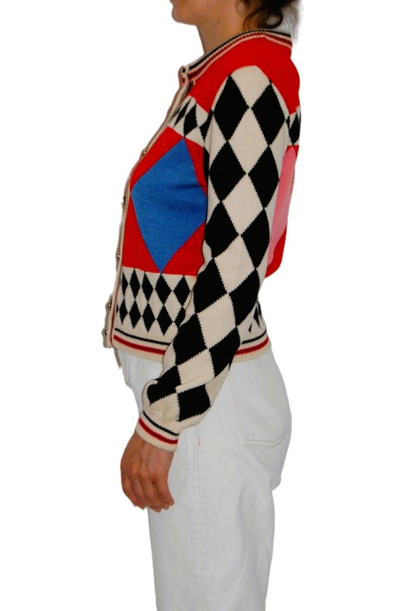 STRICKWAREN - GIANNI VERSACE HARLEQUIN DIAMOND KNIT CARDIGAN