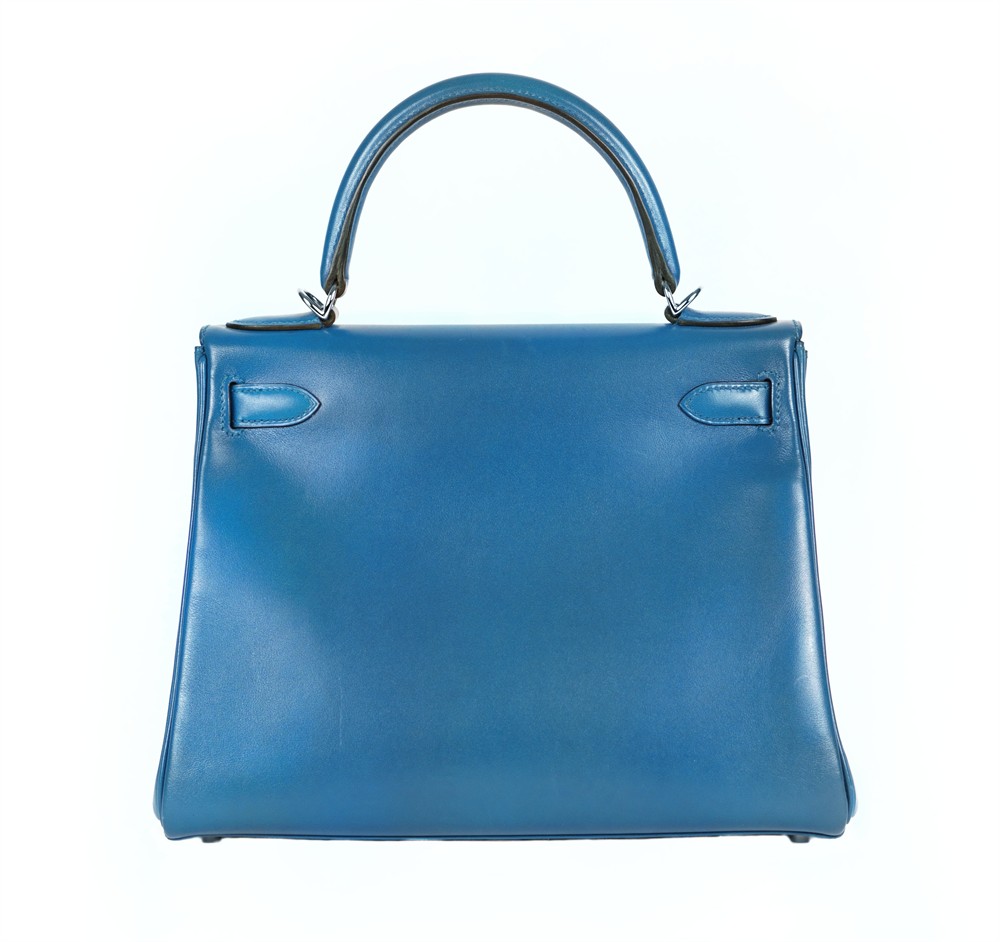 HENKELTASCHE - HERMÈS KELLY 28 RETOURNÉ BLEU IZMIR