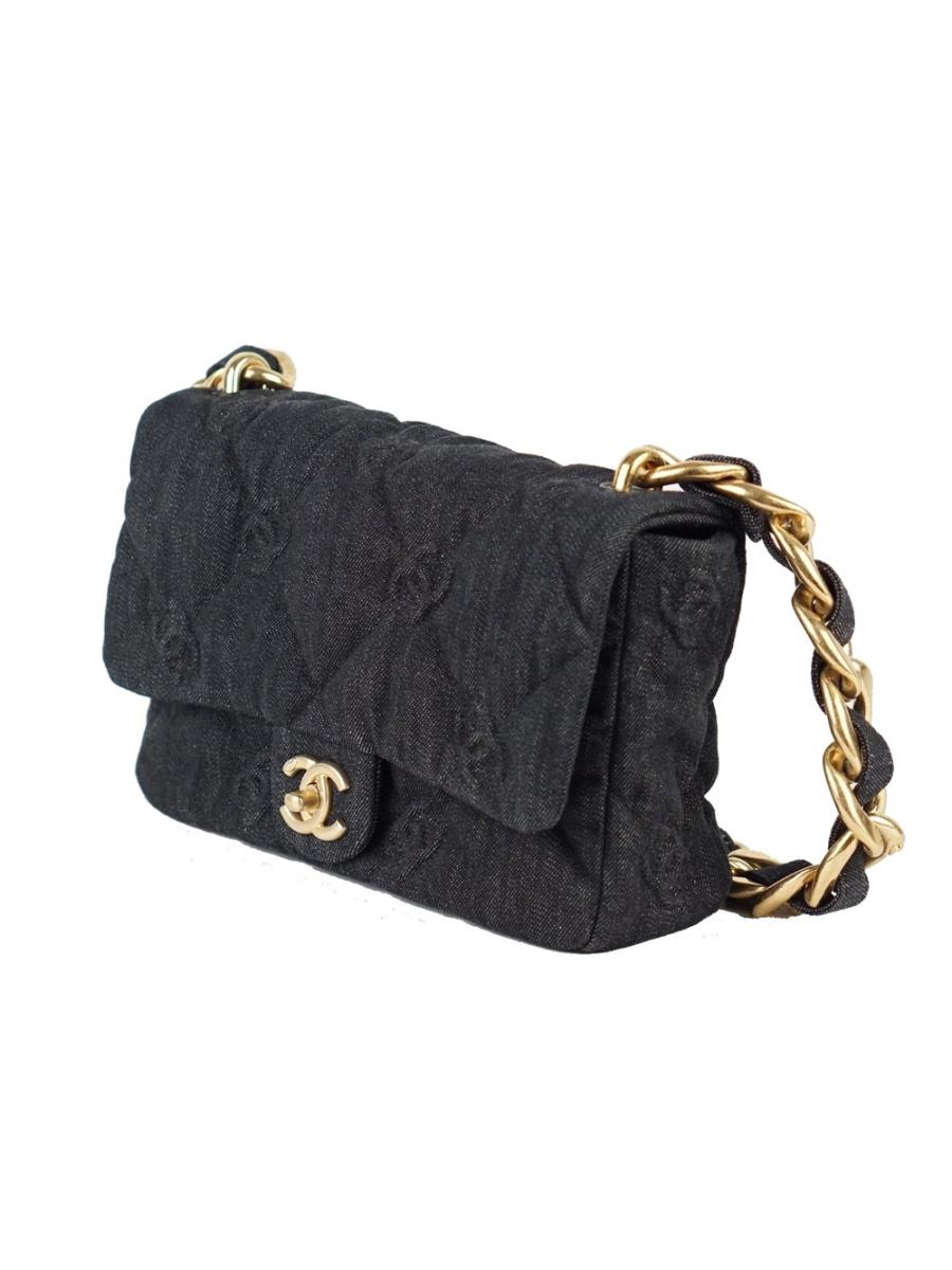SCHULTERTASCHE - CHANEL FUNKY KLEIN CC QUILTED FLAP GRAU DENIM